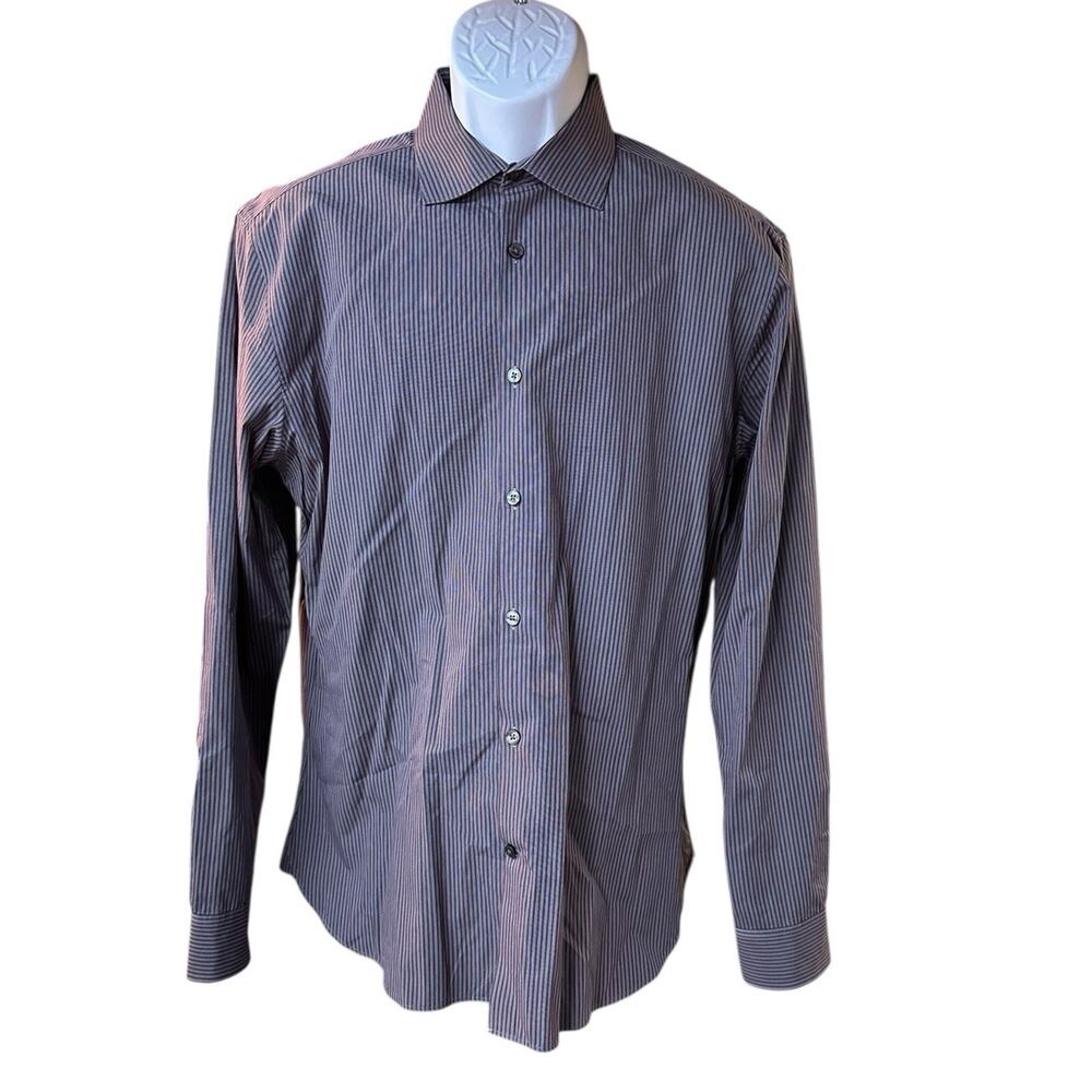 JOHN VARVATOS Red Star USA Slim Fit Button Up Dress Shirt Striped 16 - 34/35